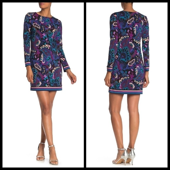 💕TRINA TURK💕 Paisley Print Long Sleeve Dress - Picture 1 of 8